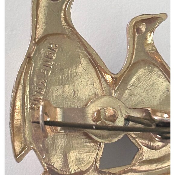 Vintage Mother Baby Penguin Brooch Pin Gold Tone Faux Pearl Hong Kong 1.6" x 1.3 - Picture 3 of 4